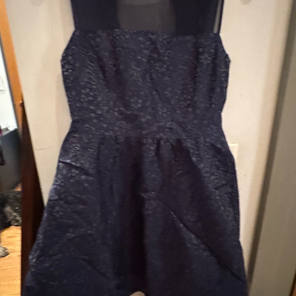 ERIN by Erin Fetherston Midnight Blue Chiffon and Lace Cocktail Dress